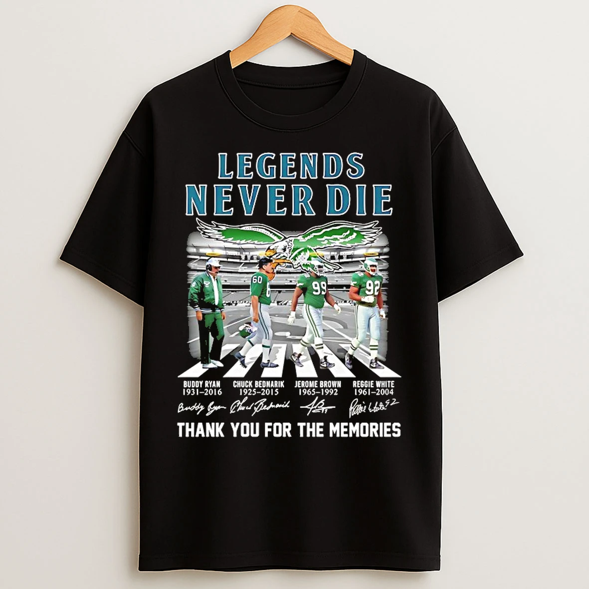 Classic Philadelphia Eagles Legend Never Die Signature Thank You For The Memories T Shirts