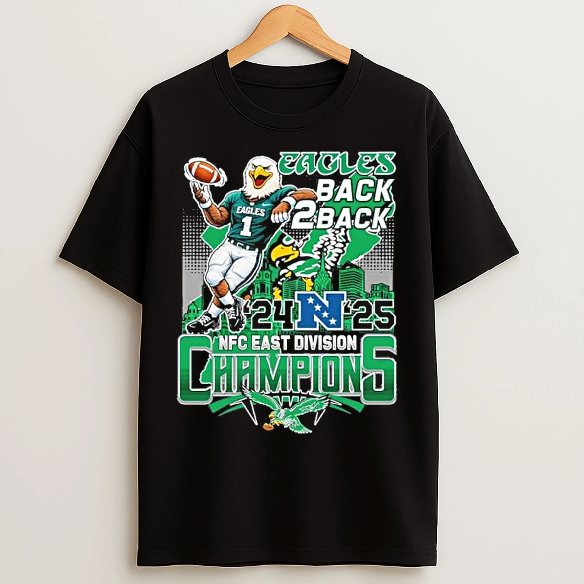 Classic Philadelphia Eagles Mascot 2025 Nfc East Division Champions T Shirts