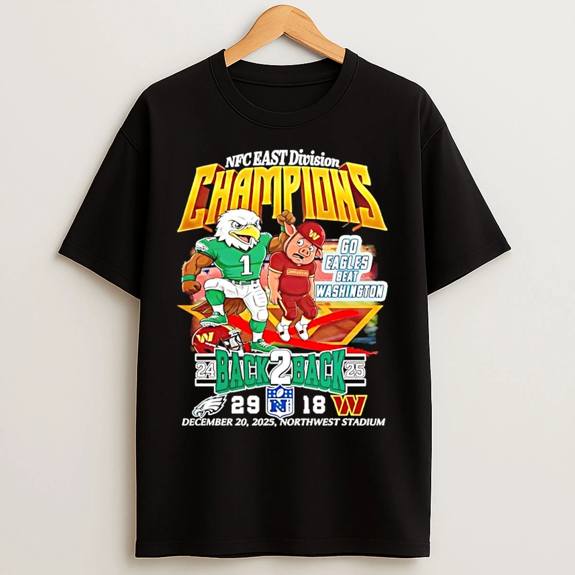 Classic Philadelphia Eagles Nfc East Division Champions 2025 Back 2 Back Mascot T Shirts