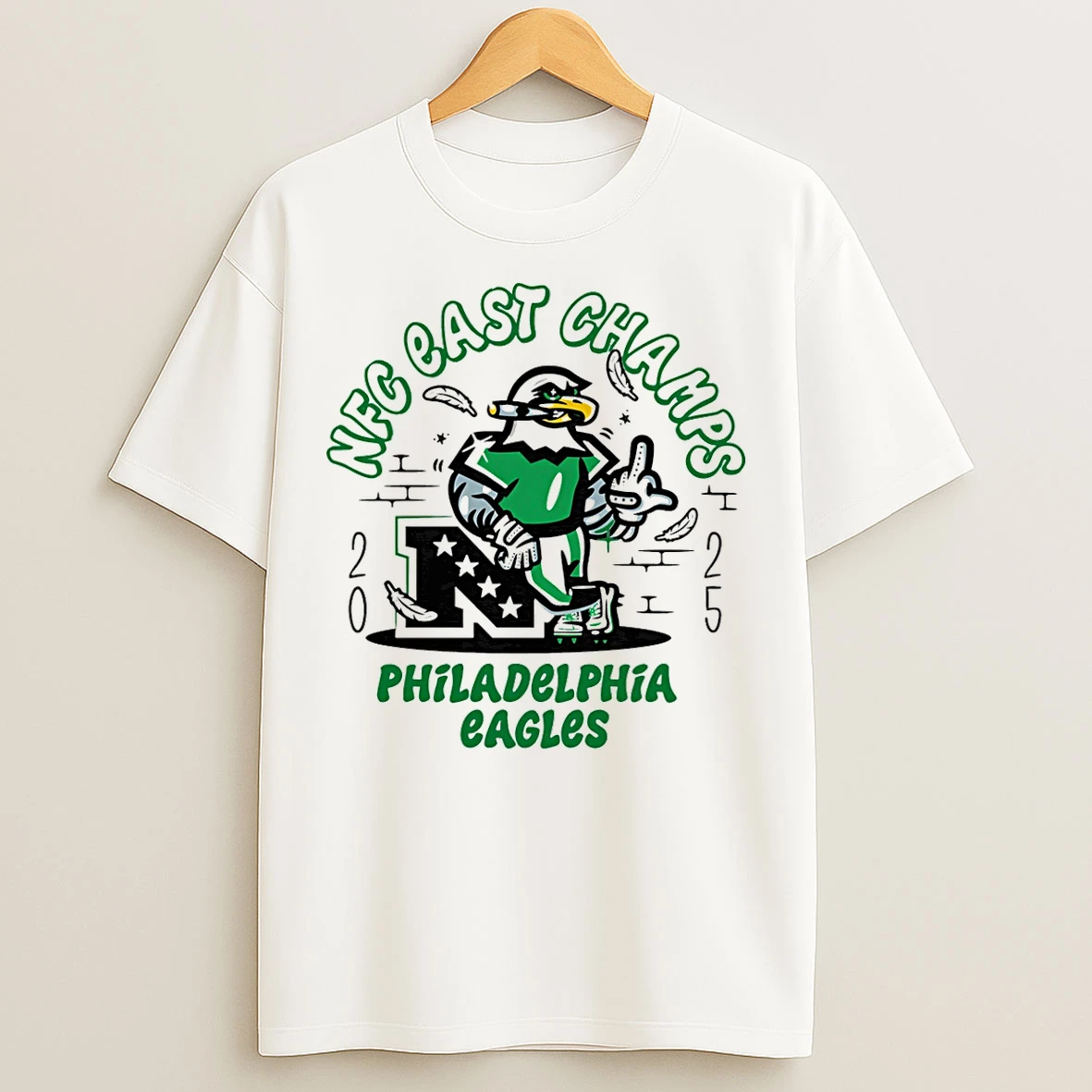 Classic Philadelphia Eagles Nfc East Division Champions 2025 Caricature T Shirts