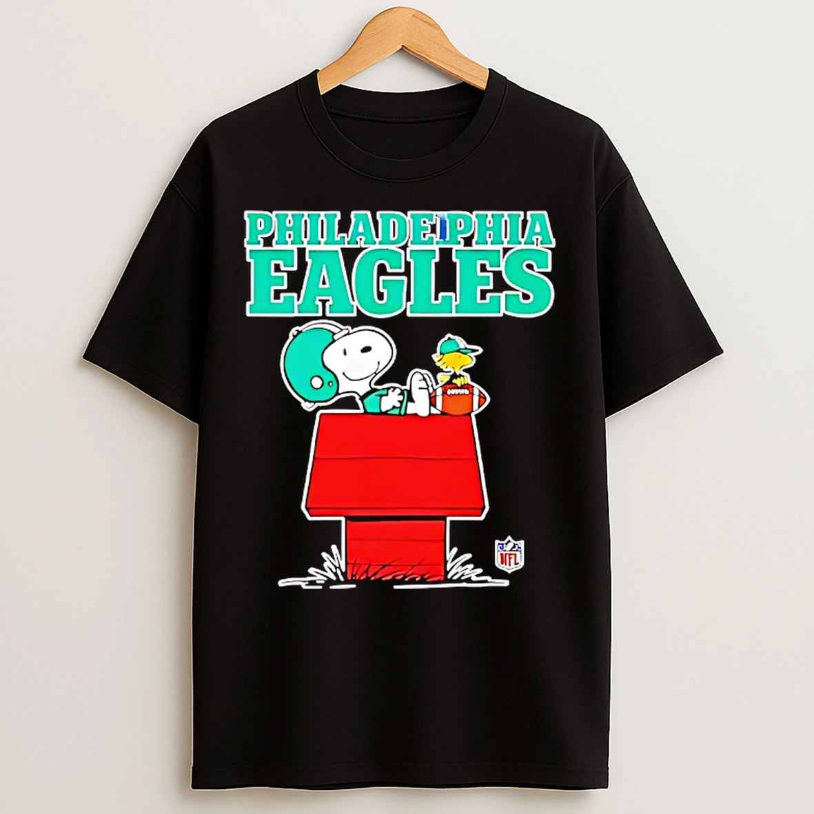 Classic Philadelphia Eagles Snoopy Chilling With Football Peanuts Style T Shirts