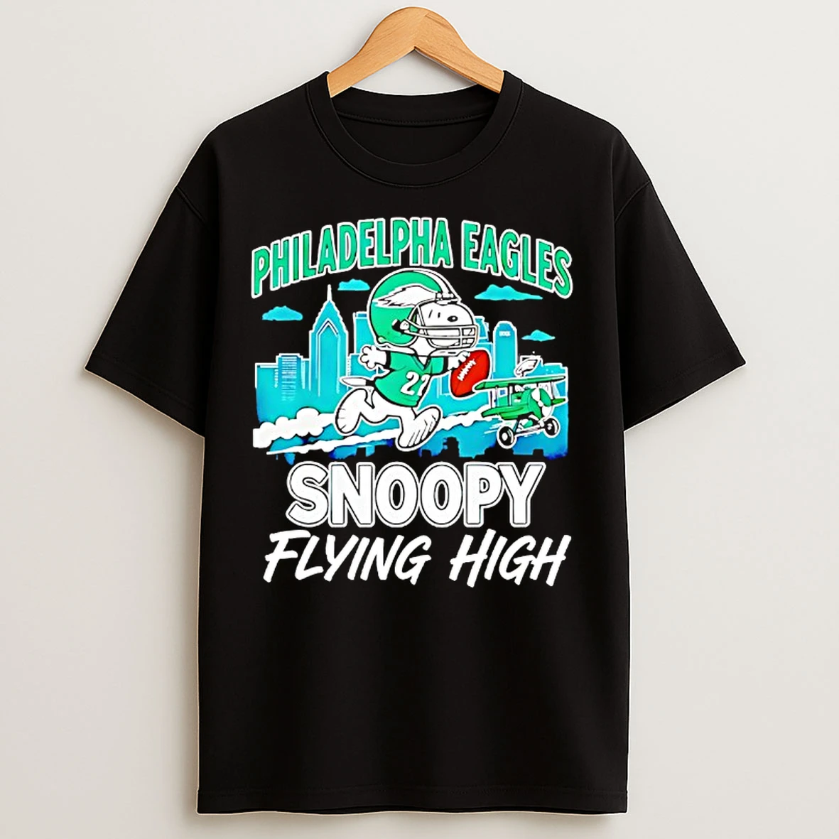 Classic Philadelphia Eagles Snoopy Flying High Football Peanuts T Shirts