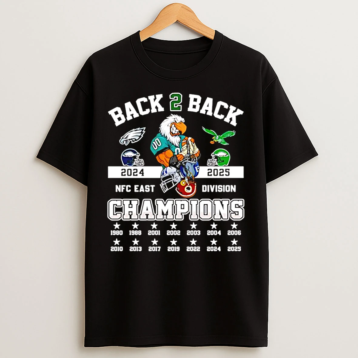 Classic Philadelphia Eagles Back To Back 2025 Nfc East Division Champions T Shirts
