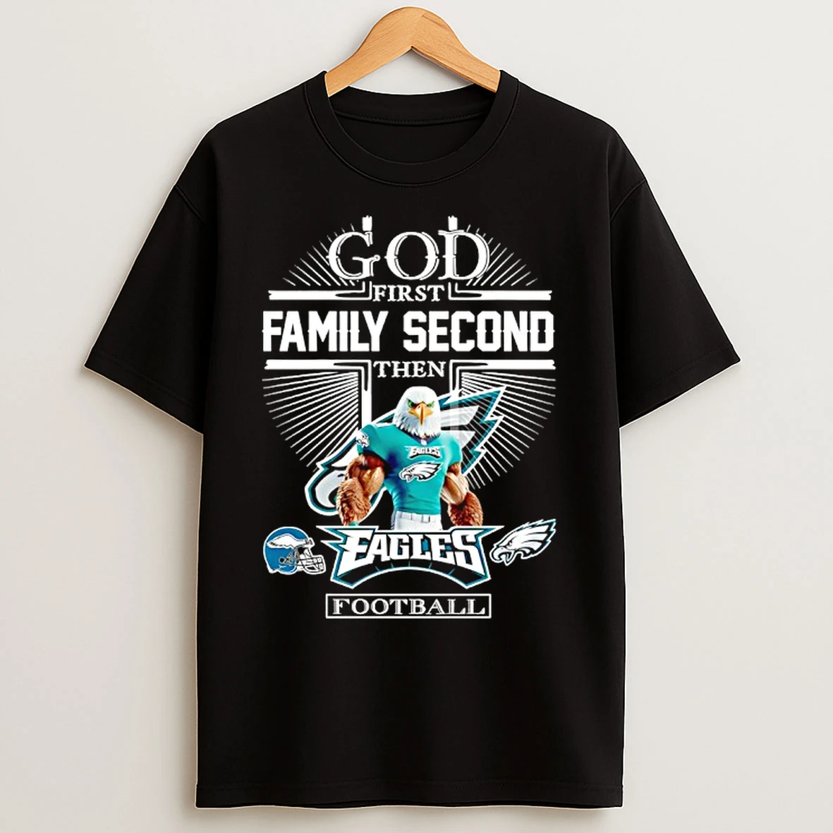 Classic Philadelphia Eagles Football God First Family Second Then Mascot T Shirts