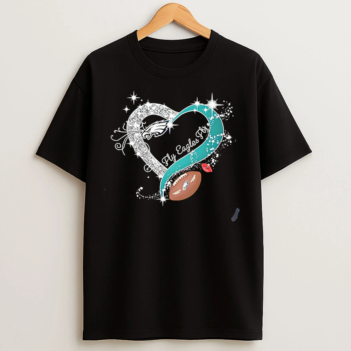 Classic Philadelphia Eagles Football Heart Shape Fly Eagles Fly Logo T Shirts