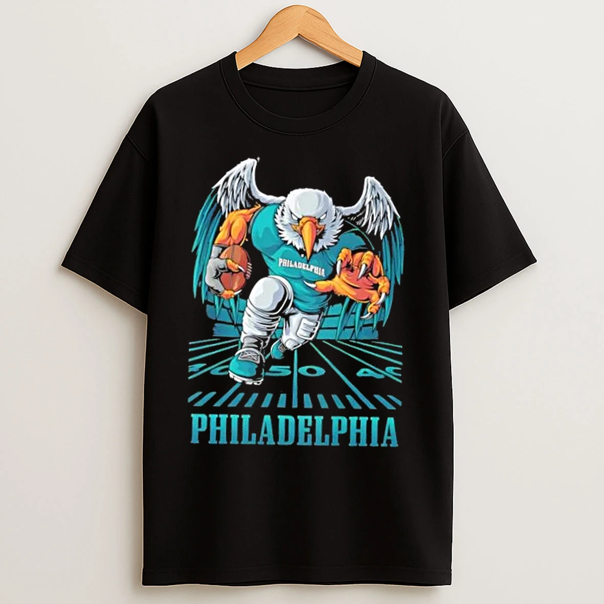 Classic Philadelphia Eagles Football Mascot Hug The Ball T Shirts