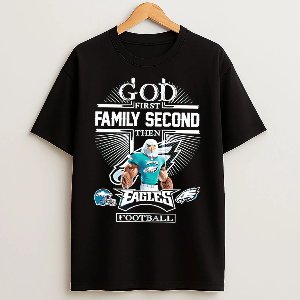 Classic Philadelphia Eagles God First Family Second Then Eagles Football Mascot T Shirts