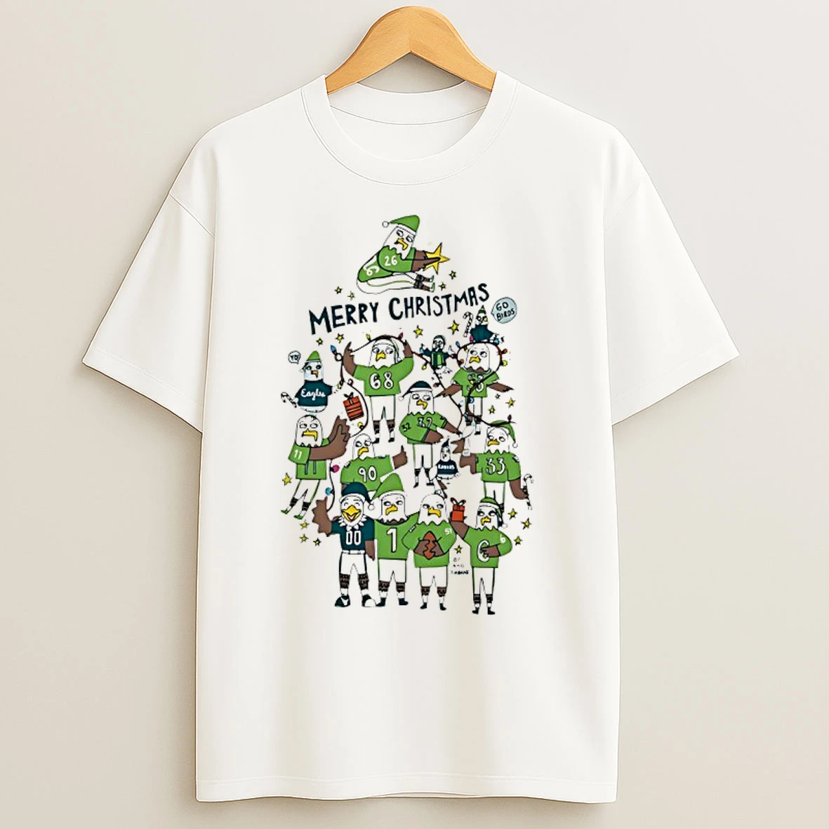 Classic Philadelphia Eagles Merry Christmas Go Birds Art T Shirts