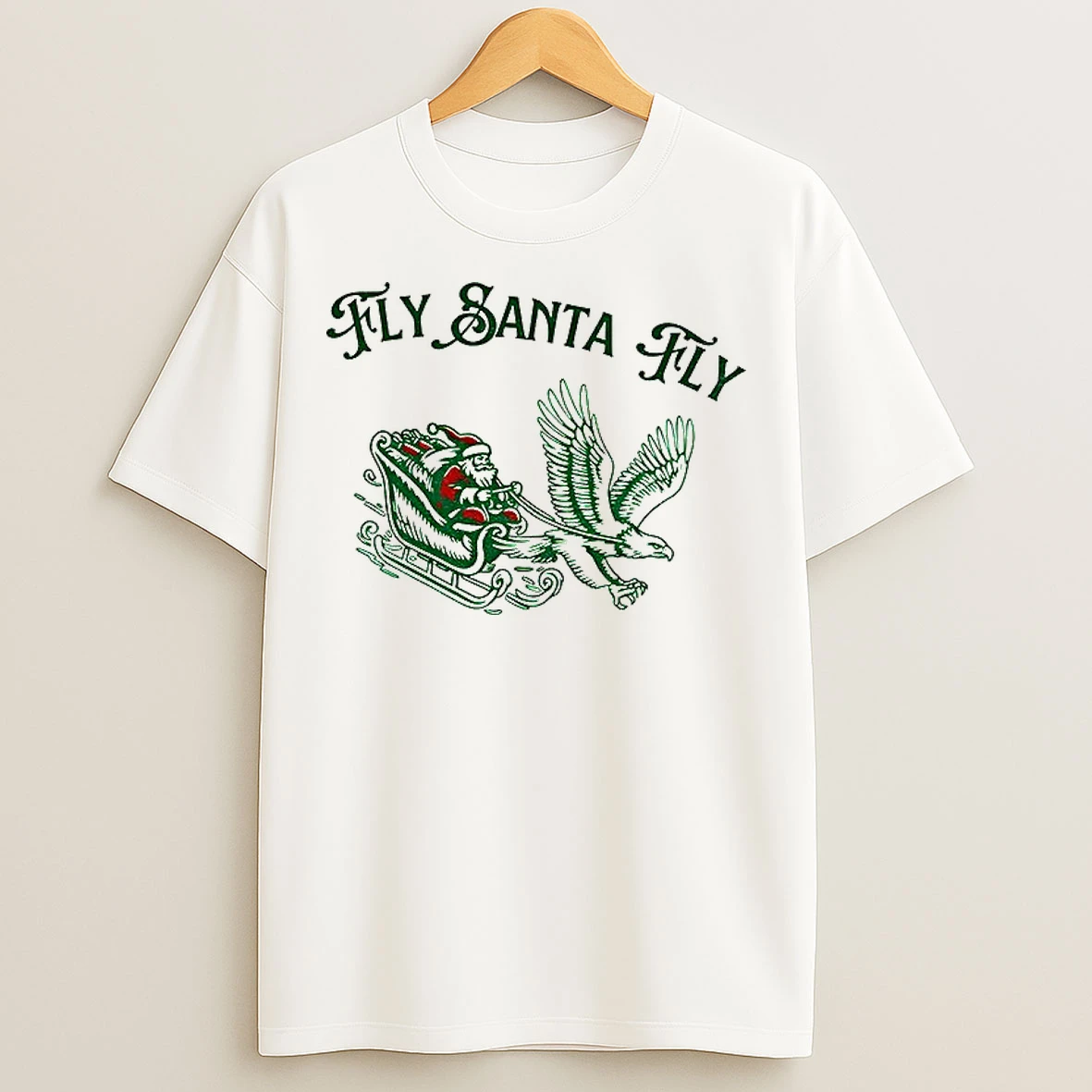 Classic Philadelphia Vintage Fly Santa Fly Christmas Football T Shirts