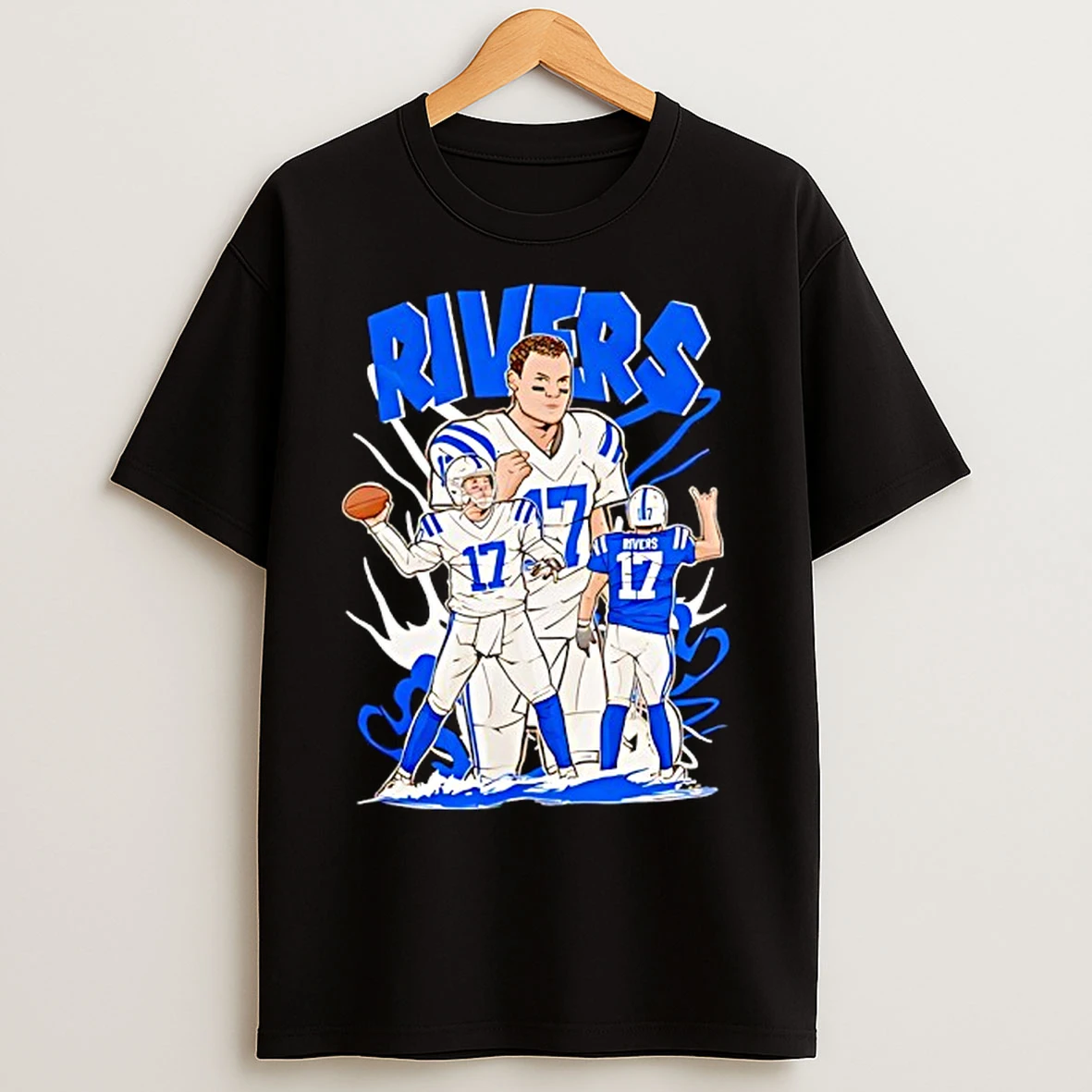 Classic Philip Rivers 17 Indianapolis Colts Football Cartoon T Shirts