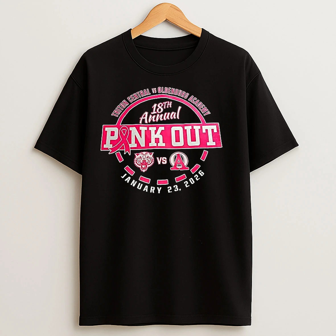 Classic Pink Out Triton Central Vs Oldenburg Academy 18th Annual 2026 T Shirts