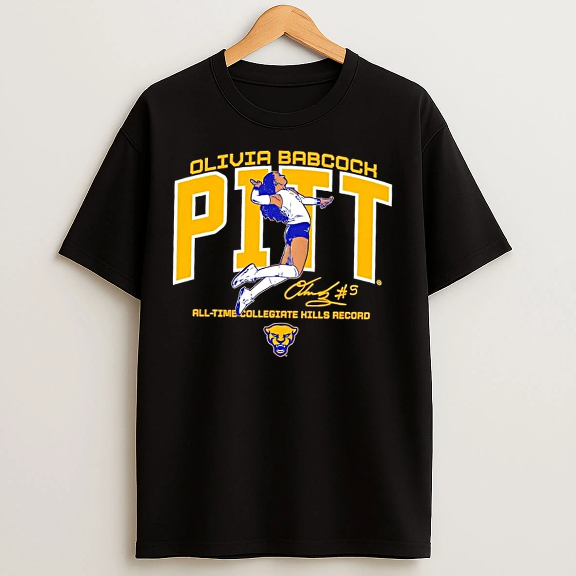 Classic Pitt Volleyball Olivia Babcock All Time Collegiate Queen Of Kills Record Signature T Shirts