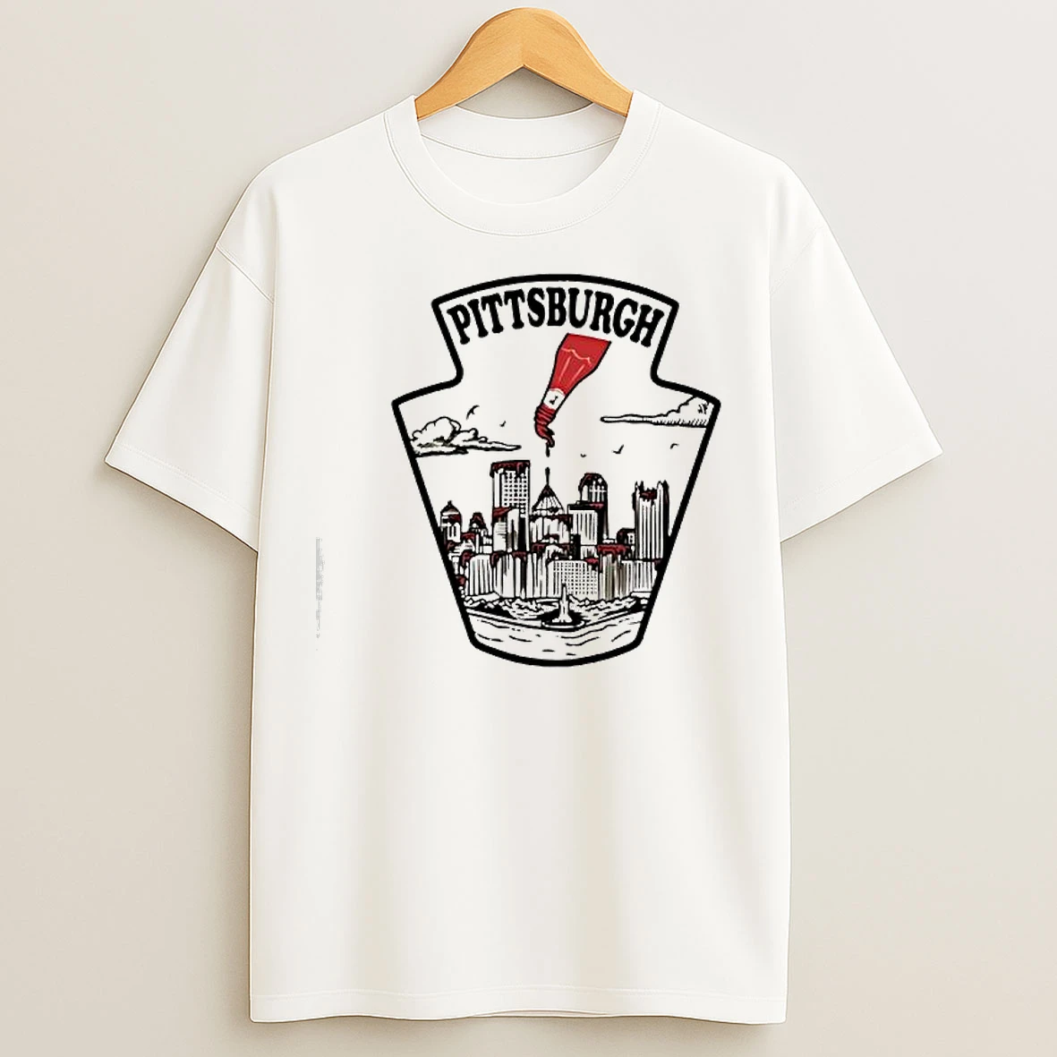 Classic Pittsburgh Natural Bottle Skyline T Shirts