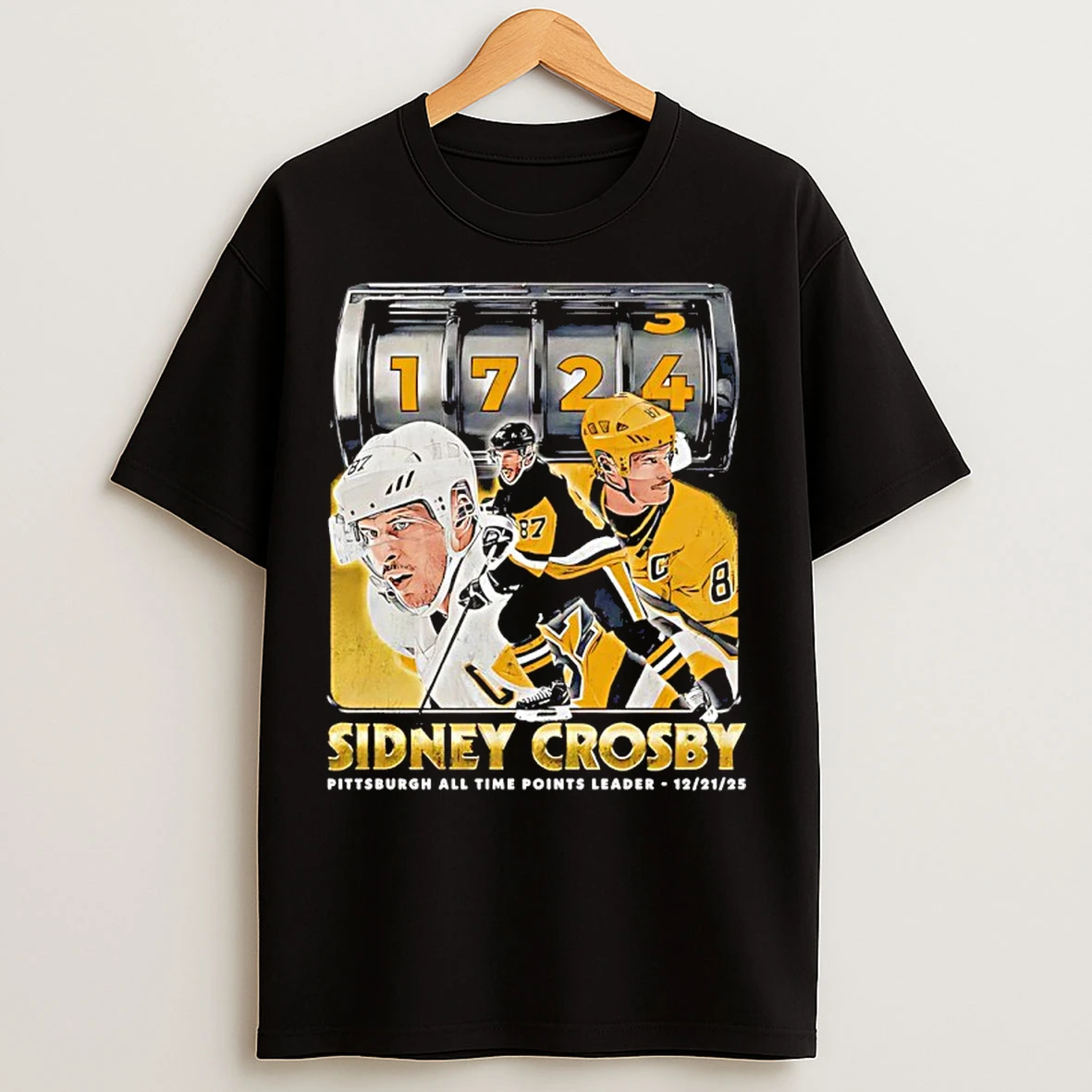 Classic Pittsburgh Penguins Sidney Crosby 1724 All Time Points Leader T Shirts