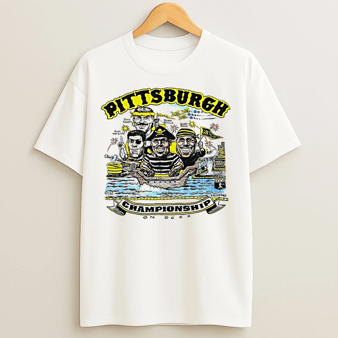 Classic Pittsburgh Pirates Championship On Deck Caricature Vintage T Shirts