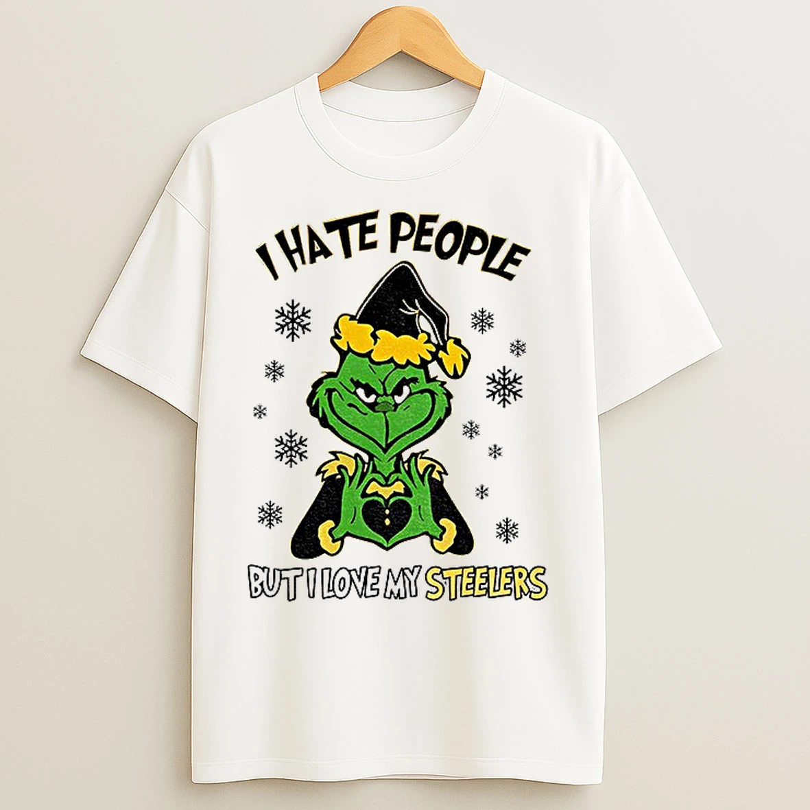 Classic Pittsburgh Steelers Christmas Grinch I Hate People But I Love My Steelers T Shirts