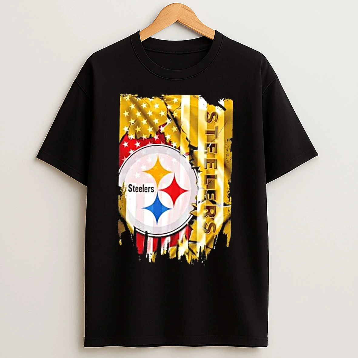 Classic Pittsburgh Steelers Football X American Flag T Shirts