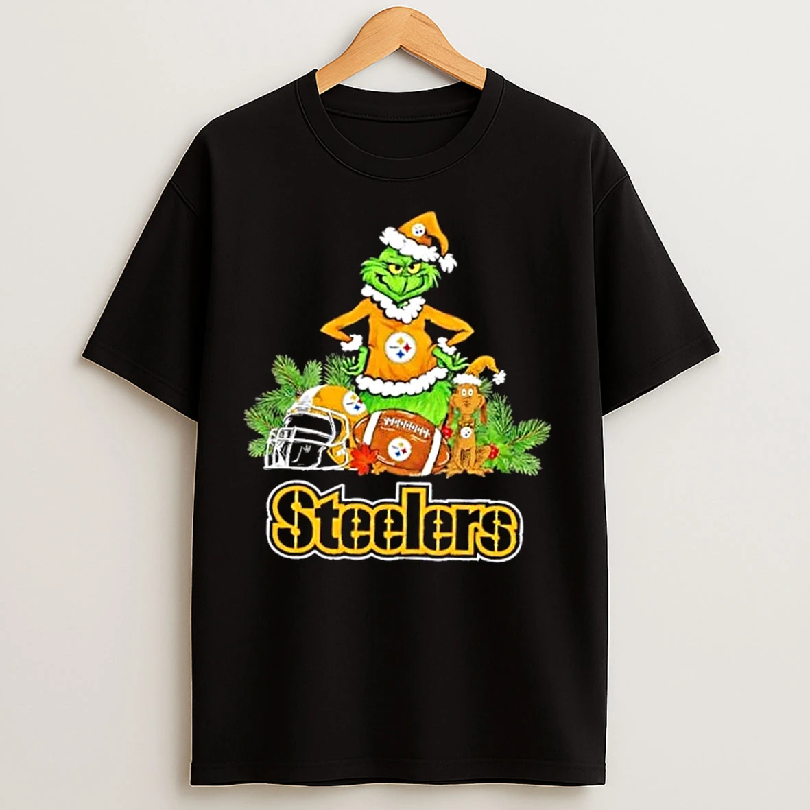 Classic Pittsburgh Steelers Football X Grinch Merry Christmas Graphic T Shirts