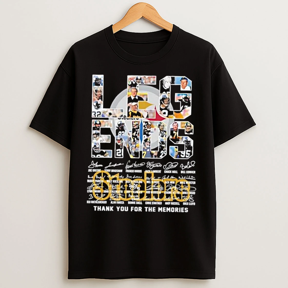 Classic Pittsburgh Steelers Joe Greene And Legends Thank You For The Memories Signatures T Shirts