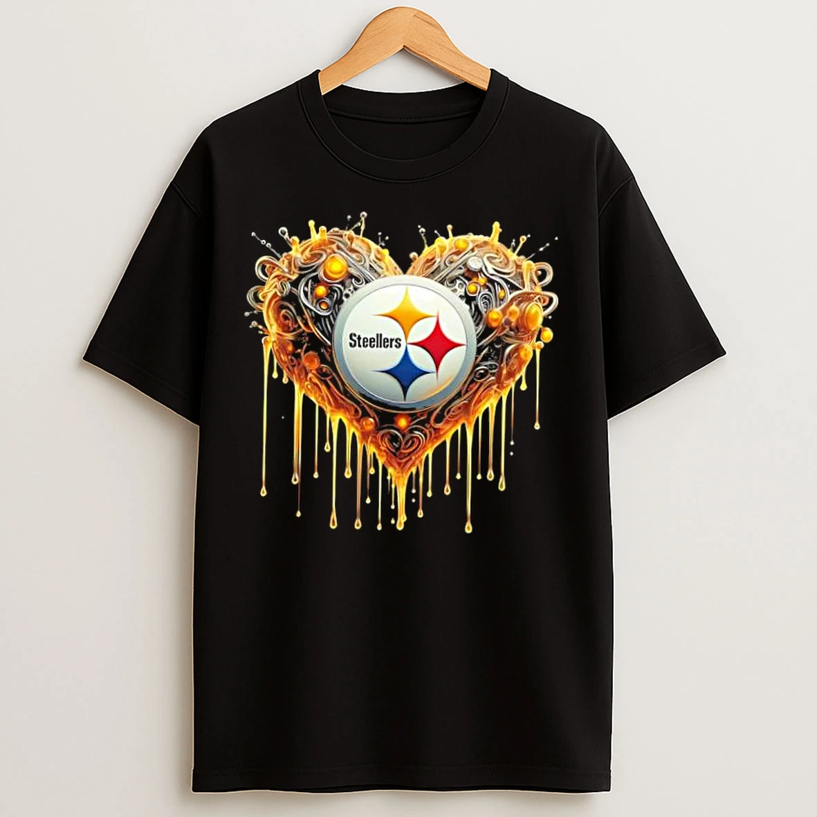Classic Pittsburgh Steelers Nfl Heart Caramel T Shirts