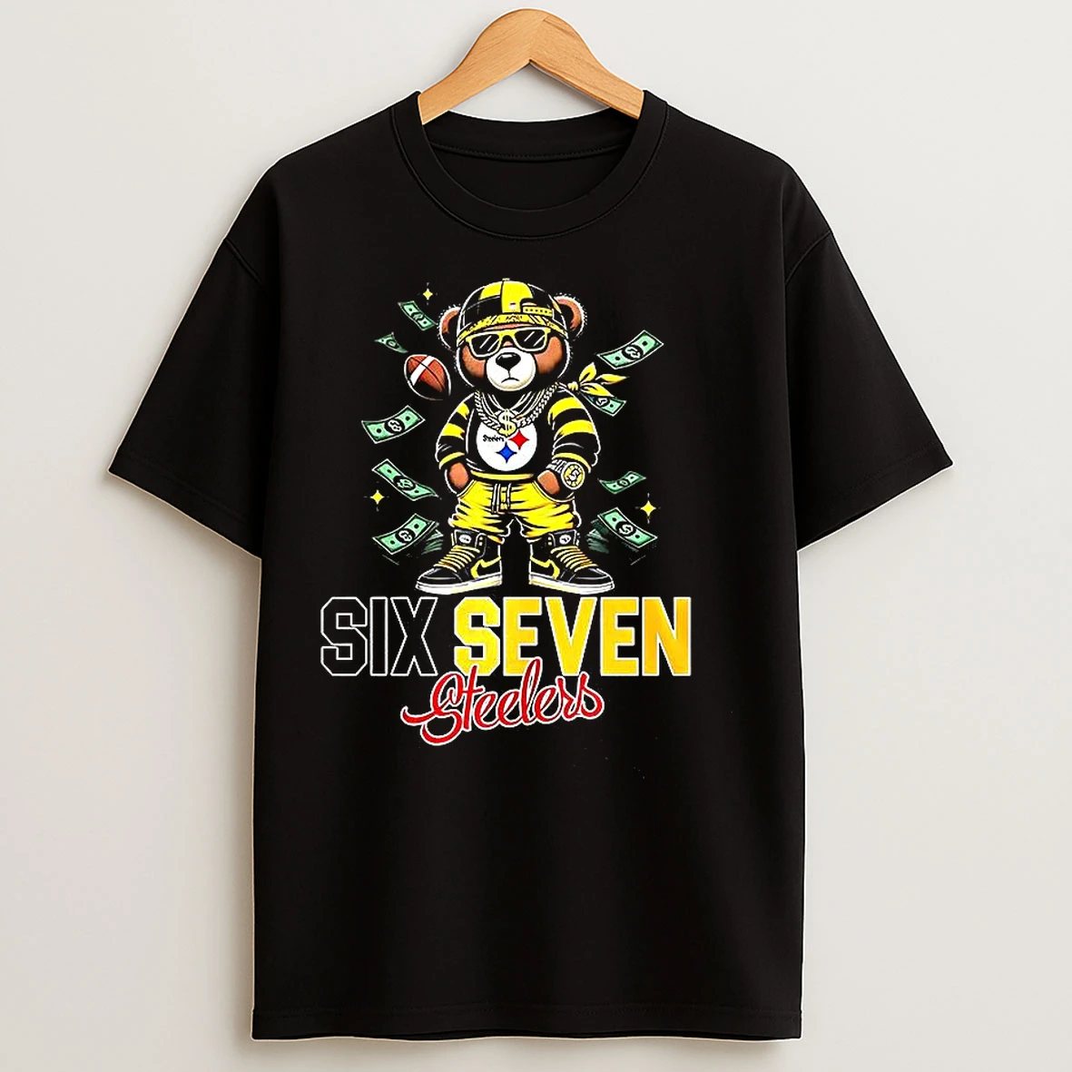 Classic Pittsburgh Steelers Football Teddy Bear Gangster Six Seven T Shirts
