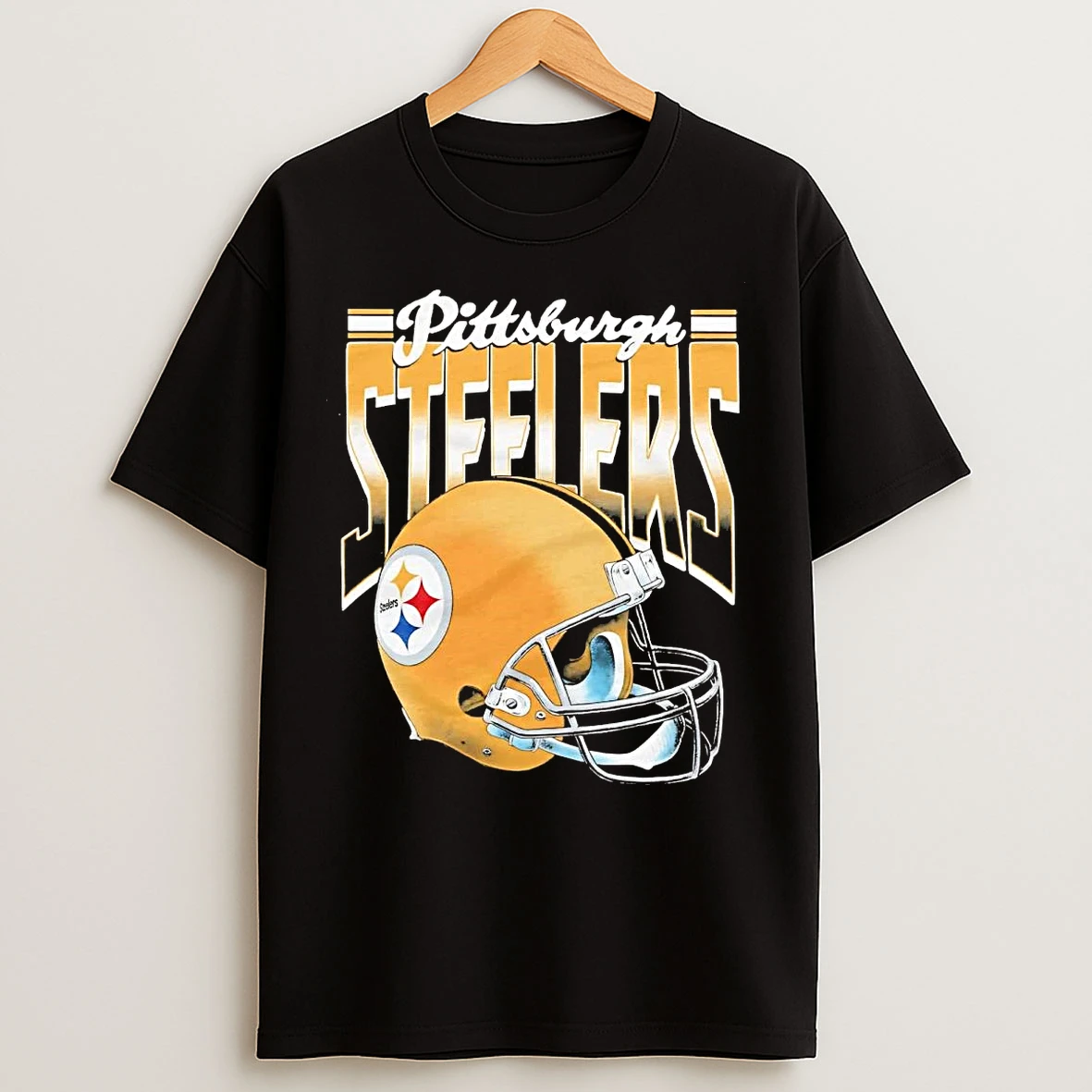 Classic Pittsburgh Steelers Gradient Helmet T Shirts