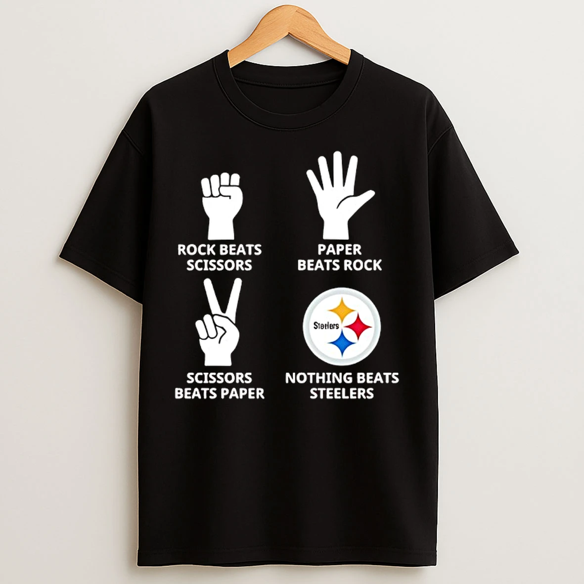 Classic Pittsburgh Steelers Nothing Beats Rock Beats Scissors Paper Beats Rock Scissors Beats Paper T Shirts