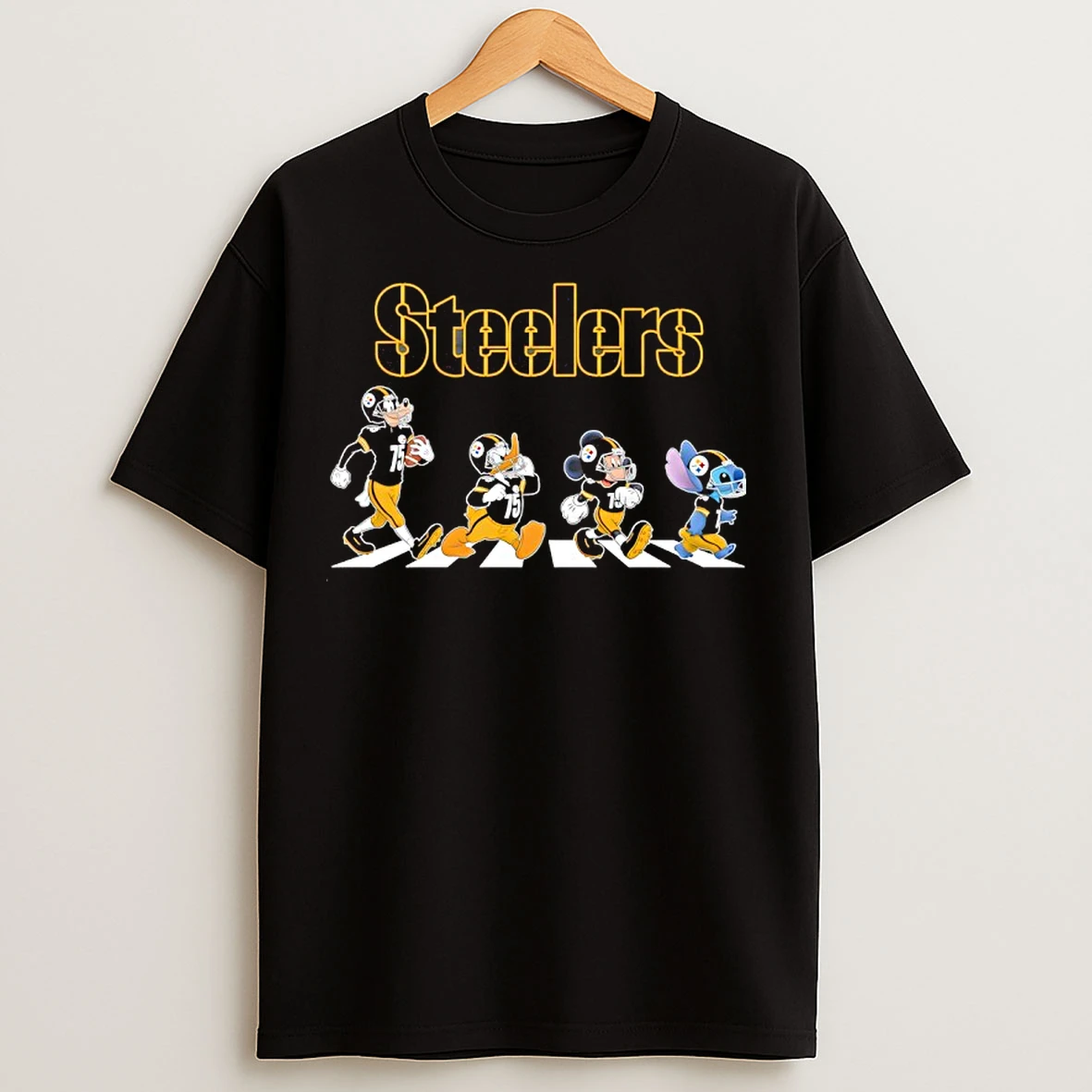 Classic Pittsburgh Steelers X Goofy X Donald Duck X Mickey Mouse X Stitch Abbey Road T Shirts