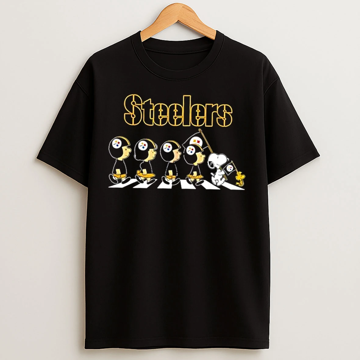 Classic Pittsburgh Steelers X Peanuts Snoopy And Friends Abbey Road T Shirts
