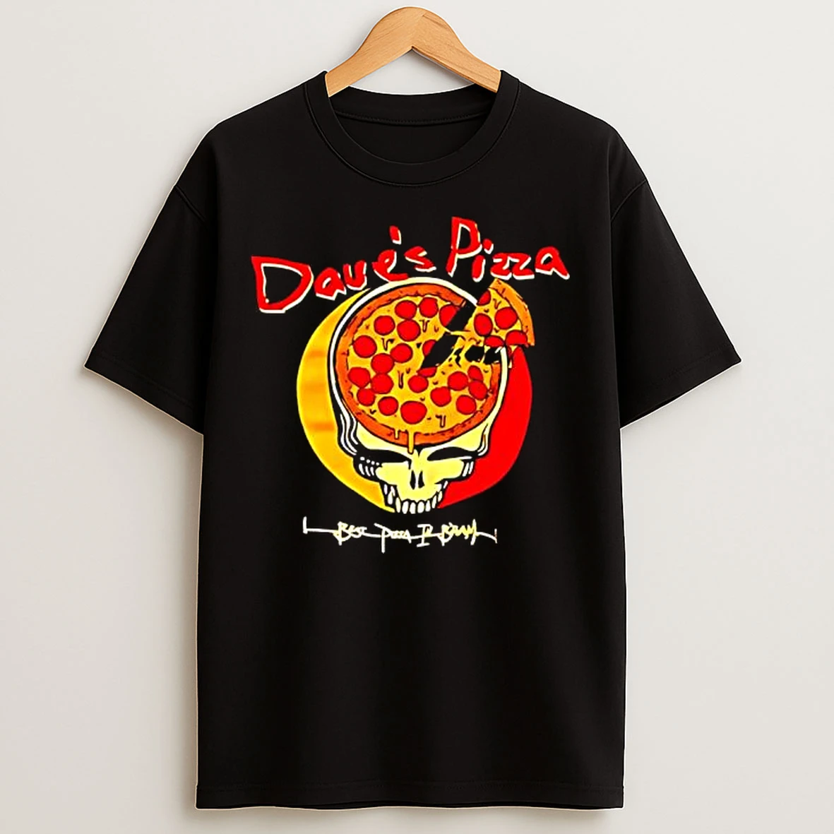 Classic Pizza Skull Grateful Deads Vs Daves Pizza Logo T Shirts