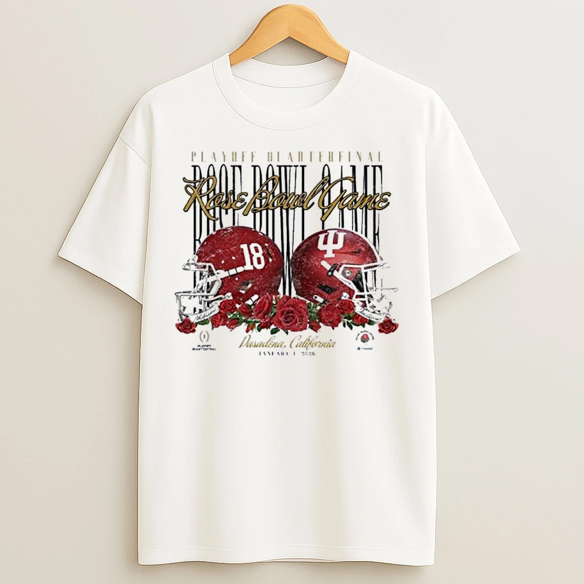 Classic Playoff Quarterfinal Indiana Hoosiers 2026 Rose Bowl Game Vs Alabama Helmet T Shirts