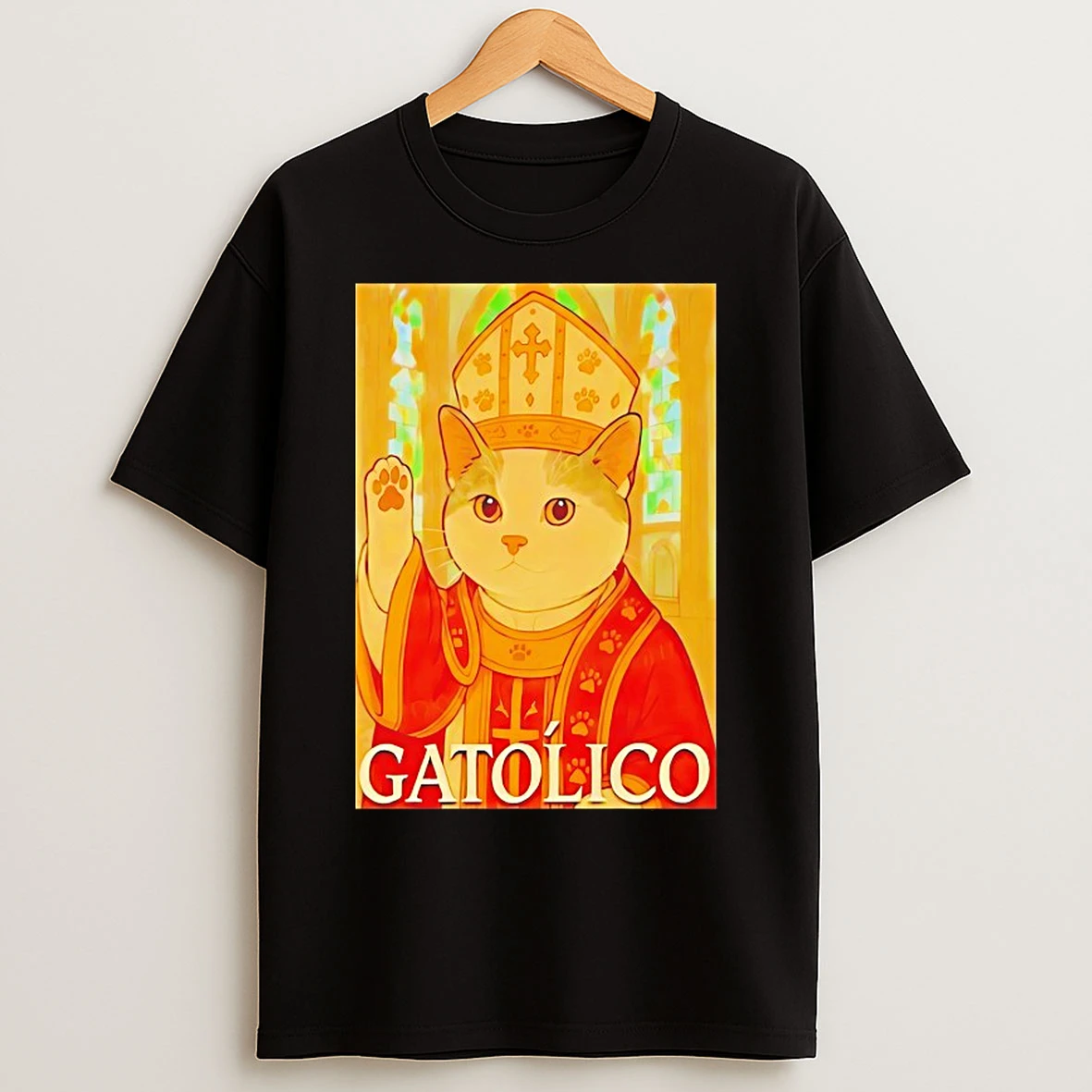 Classic Pope Cat Gatolico T Shirts