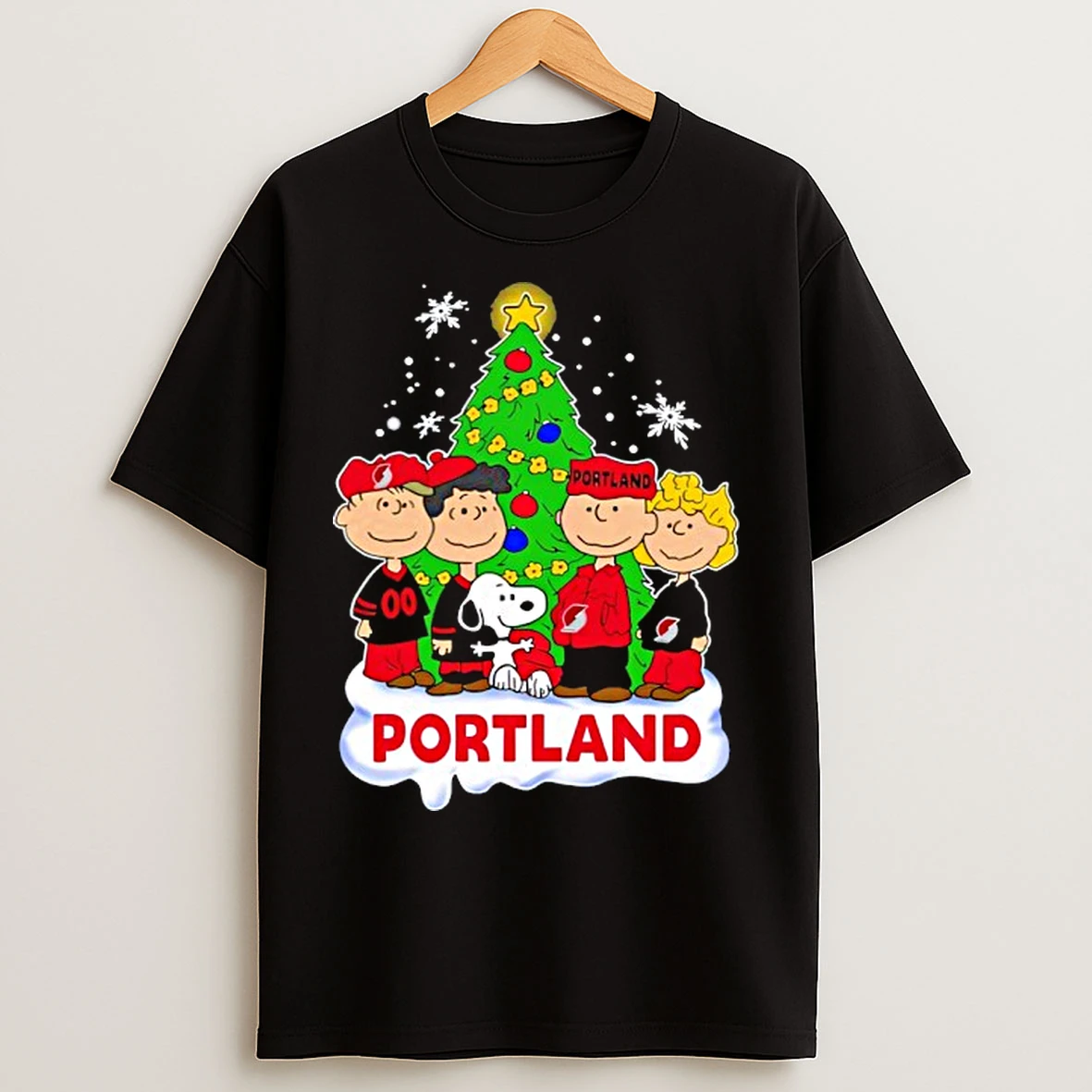 Classic Portland Trail Blazers X Snoopy The Peanuts Holiday Christmas T Shirts