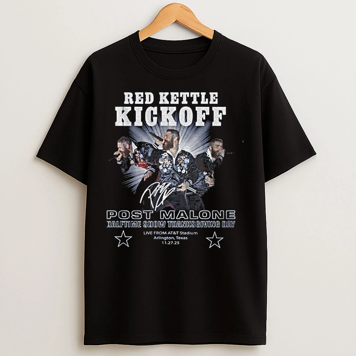 Classic Post Malone Red Kettle Kickoff Halftime Show Thanksgiving Day Signature T Shirts