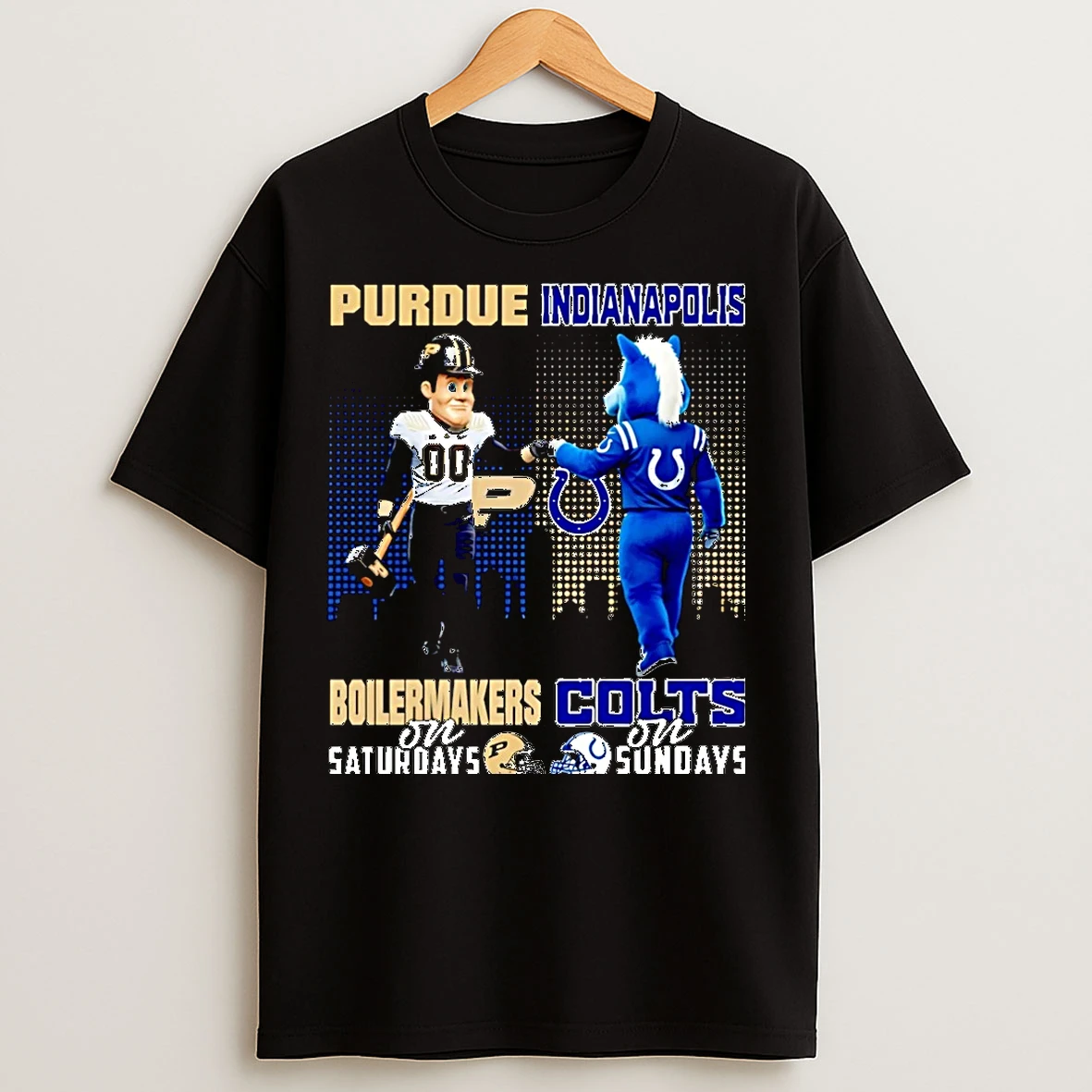 Classic Purdue Boilermakers On Saturdays Vs Indianapolis Colts On Sundays Mascot Skyline Christmas T Shirts