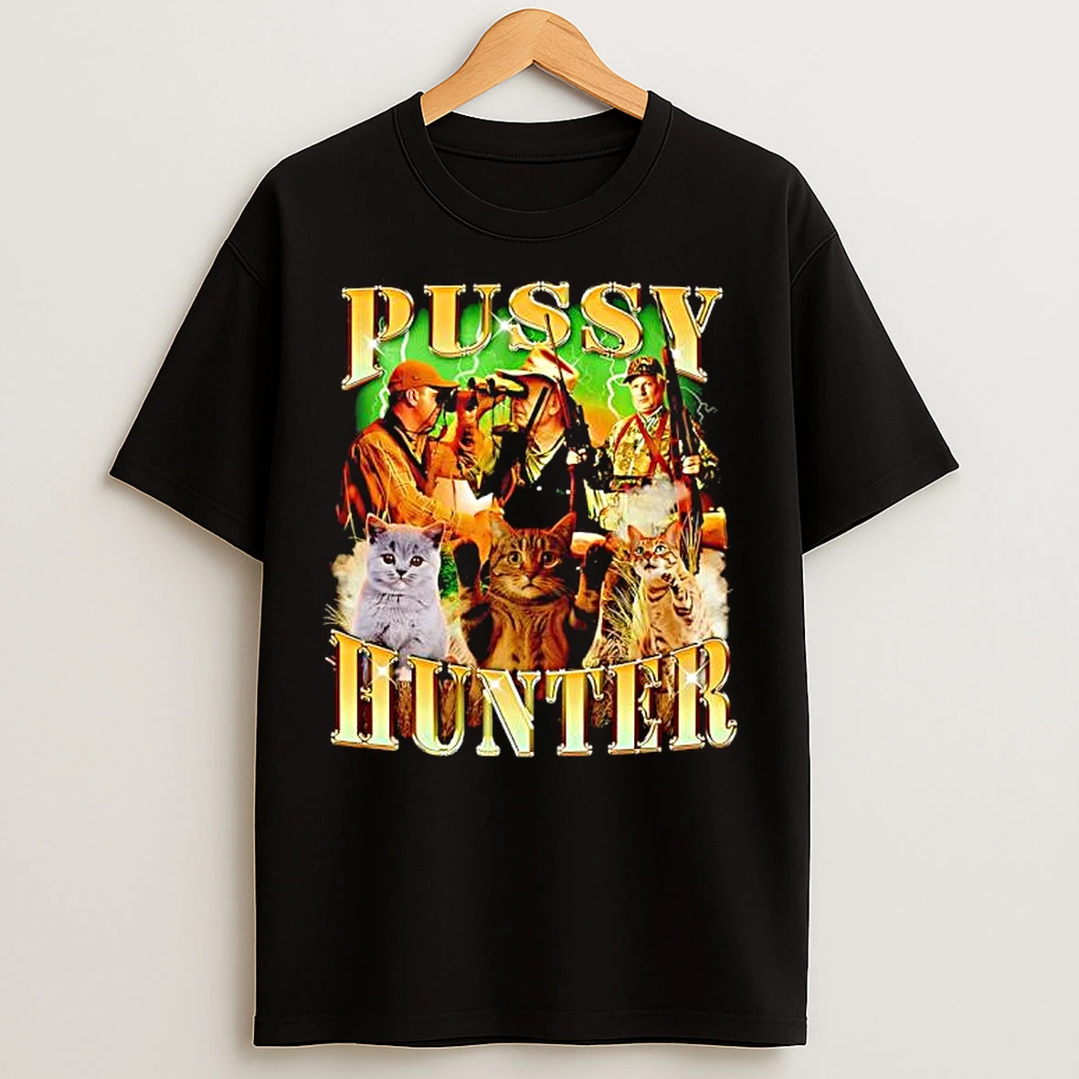 Classic Pussy Hunter Cat Hunter Imagery Graphic T Shirts