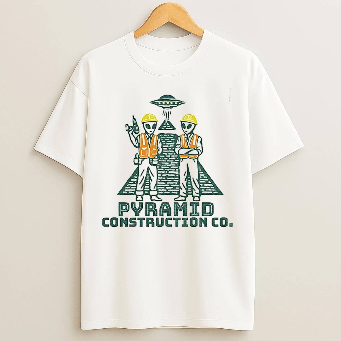 Classic Pyramid Construction Co Funny Alien Ancient Astronaut Humor T Shirts