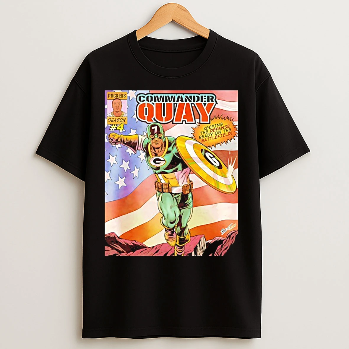 Classic Quay Walker Captain America Green Bay Packers Commander Quay T Shirts