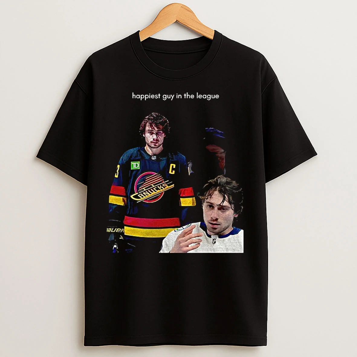 Classic Quinn Hughes Vancouver Canucks National Hockey League Happiest Guy In The League T Shirts
