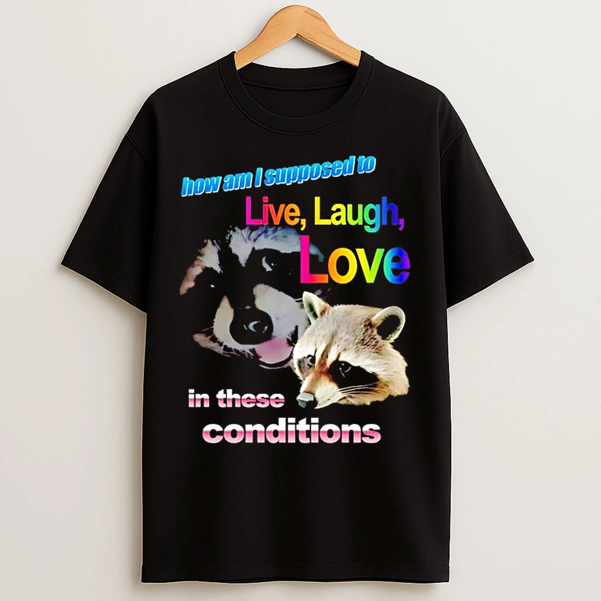 Classic Raccoon How Am I Supposed To Live Laugh Love In These Conditions T Shirts
