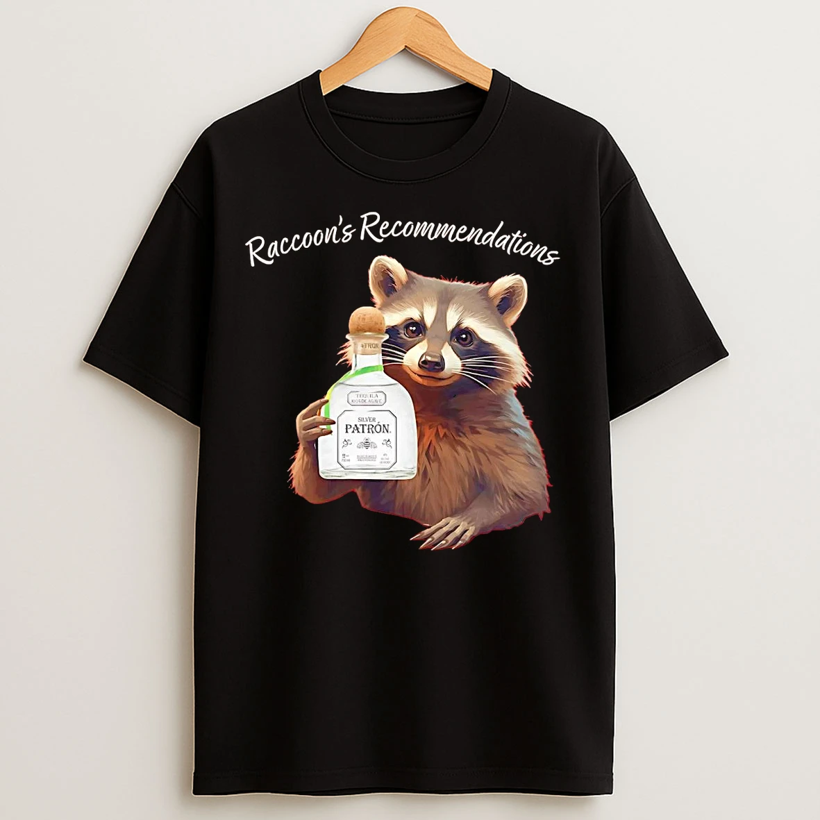 Classic Raccoon Recommendations Silver Patron T Shirts