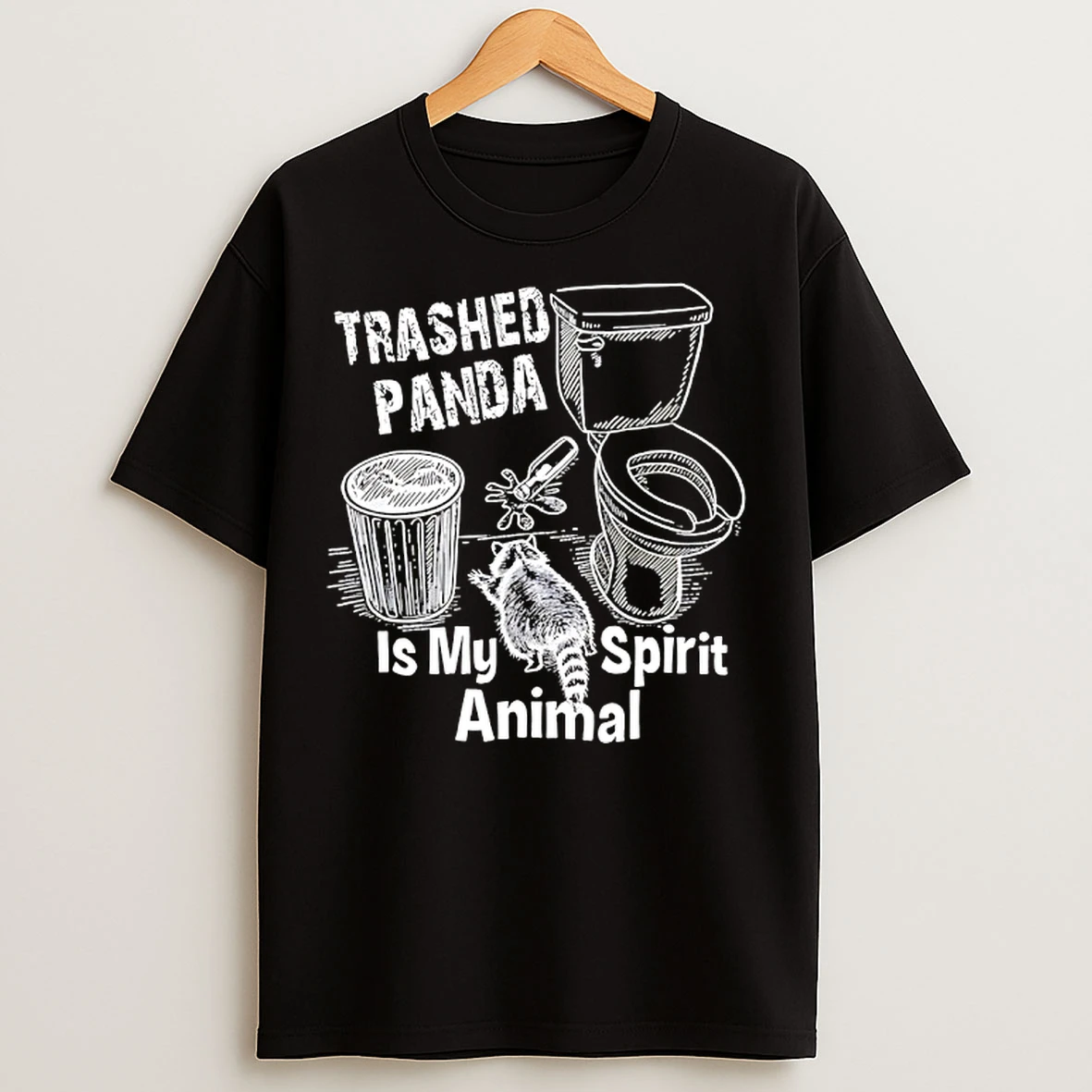 Classic Racoon Drunk Trashed Panda Is My Spirit Animal Meme T Shirts
