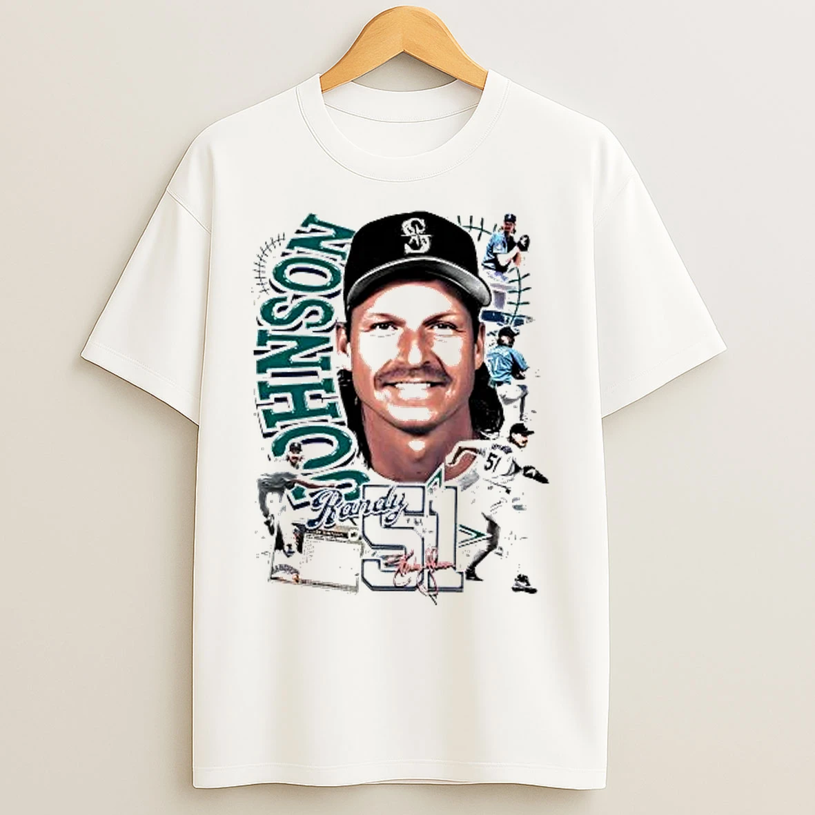 Classic Randy Johnson Picture Collage Seattle Mariners T Shirts