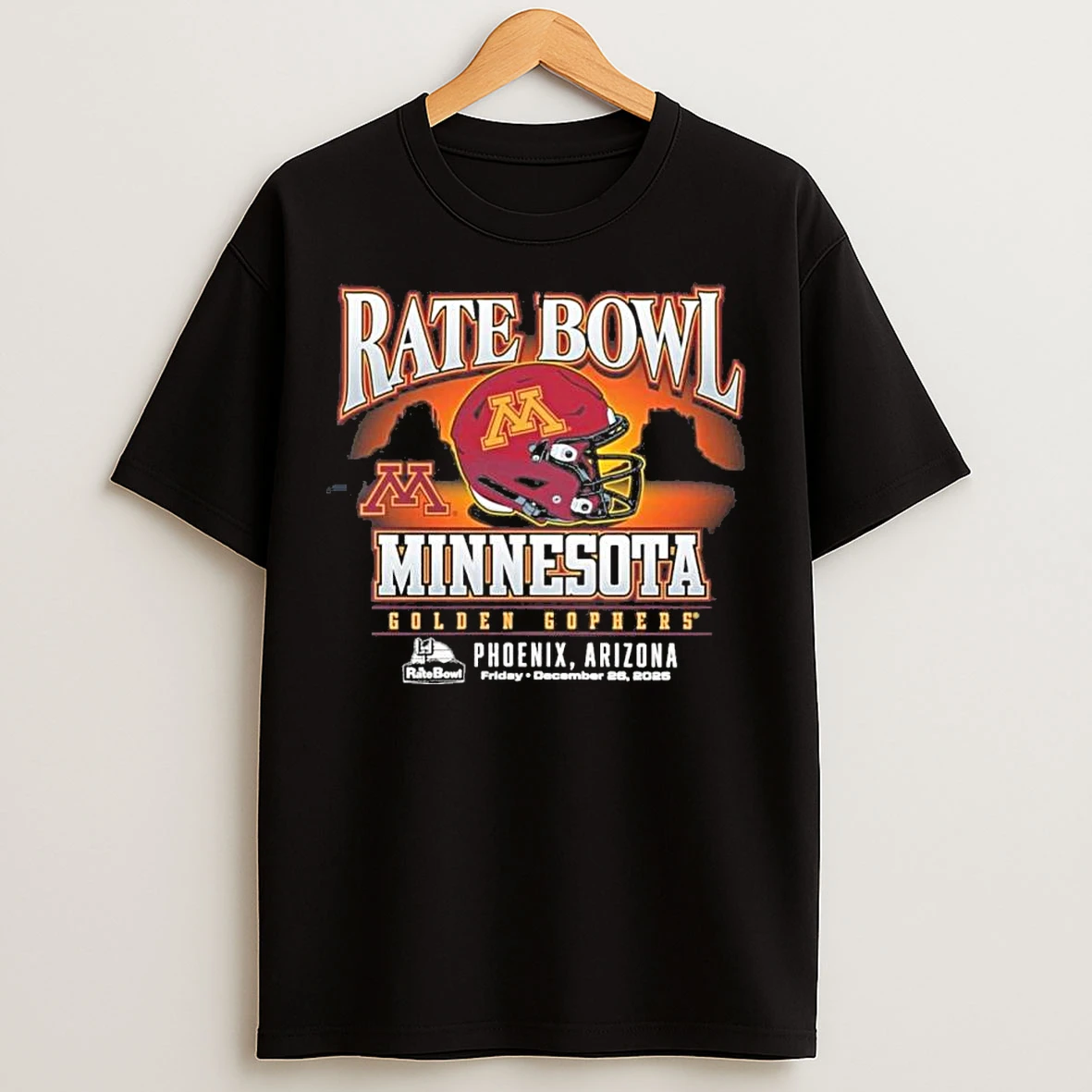 Classic Rate Bowl 2025 University Of Minnesota Golden Gophers Helmet T Shirts