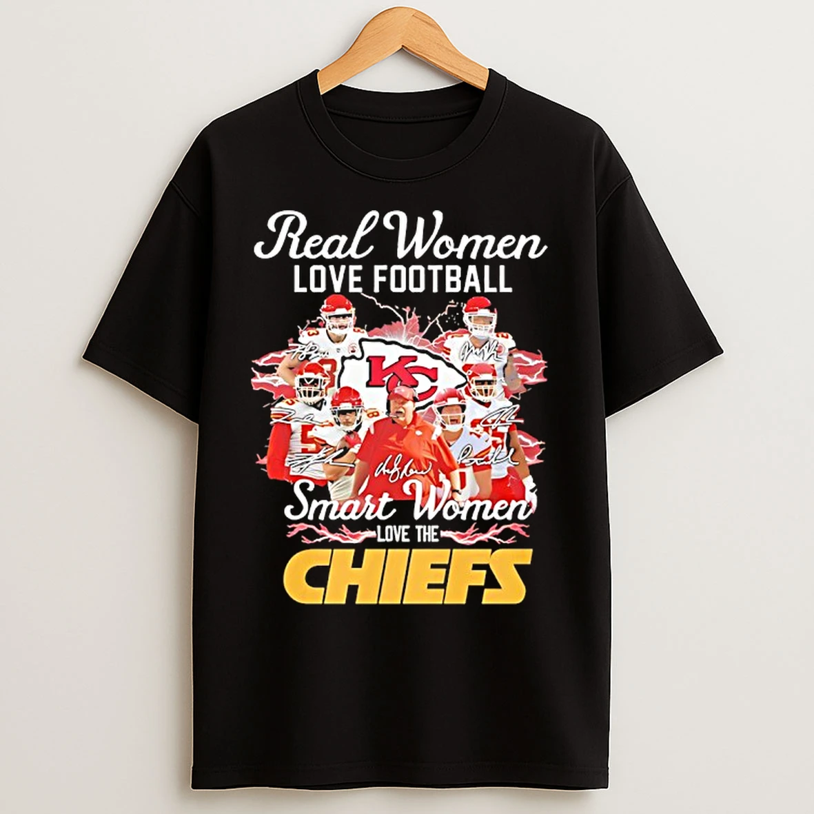 Classic Real Women Love Football Smart Women Love The Kansas City Chiefs Signatures Team Logo T Shirts