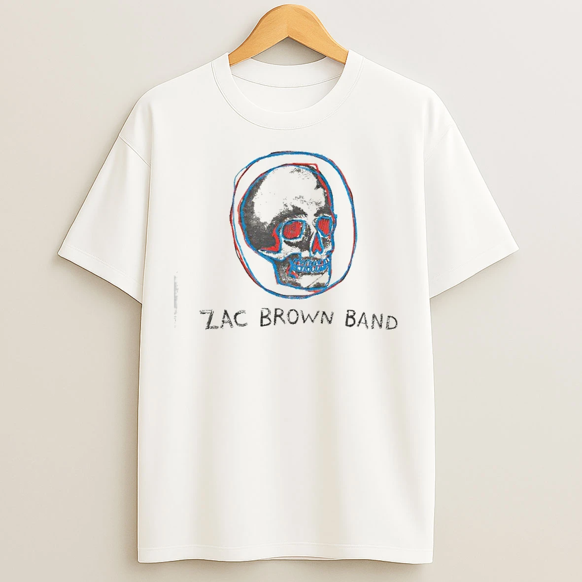Classic Red And Blue Skull Zac Brown Band T Shirts