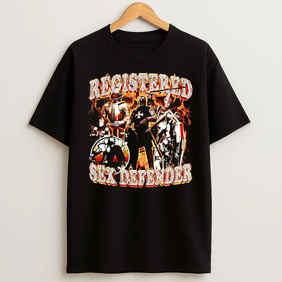 Classic Registered Sex Defender Knight Meme Graphic T Shirts