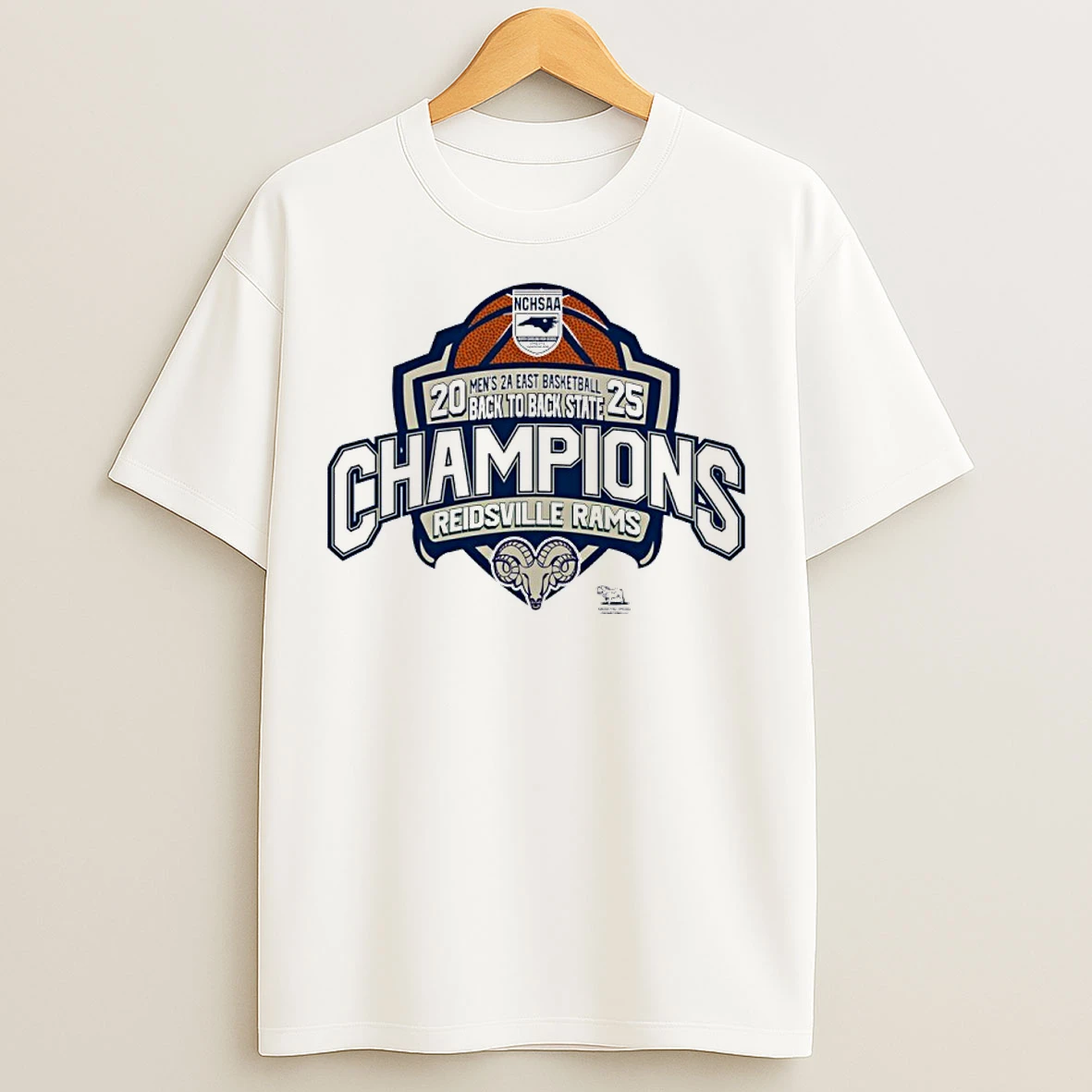Classic Reidsville Rams 2025 Mens 2a East Basketball Back To Back State Champions T Shirts