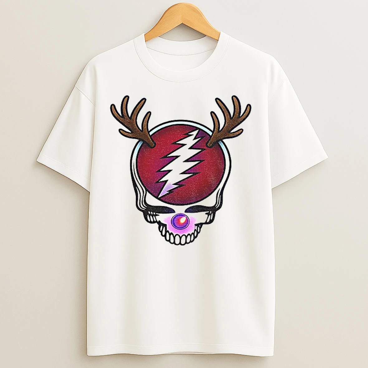 Classic Reindeer Stealie Skull Grateful Dead Merry Christmas 2025 T Shirts
