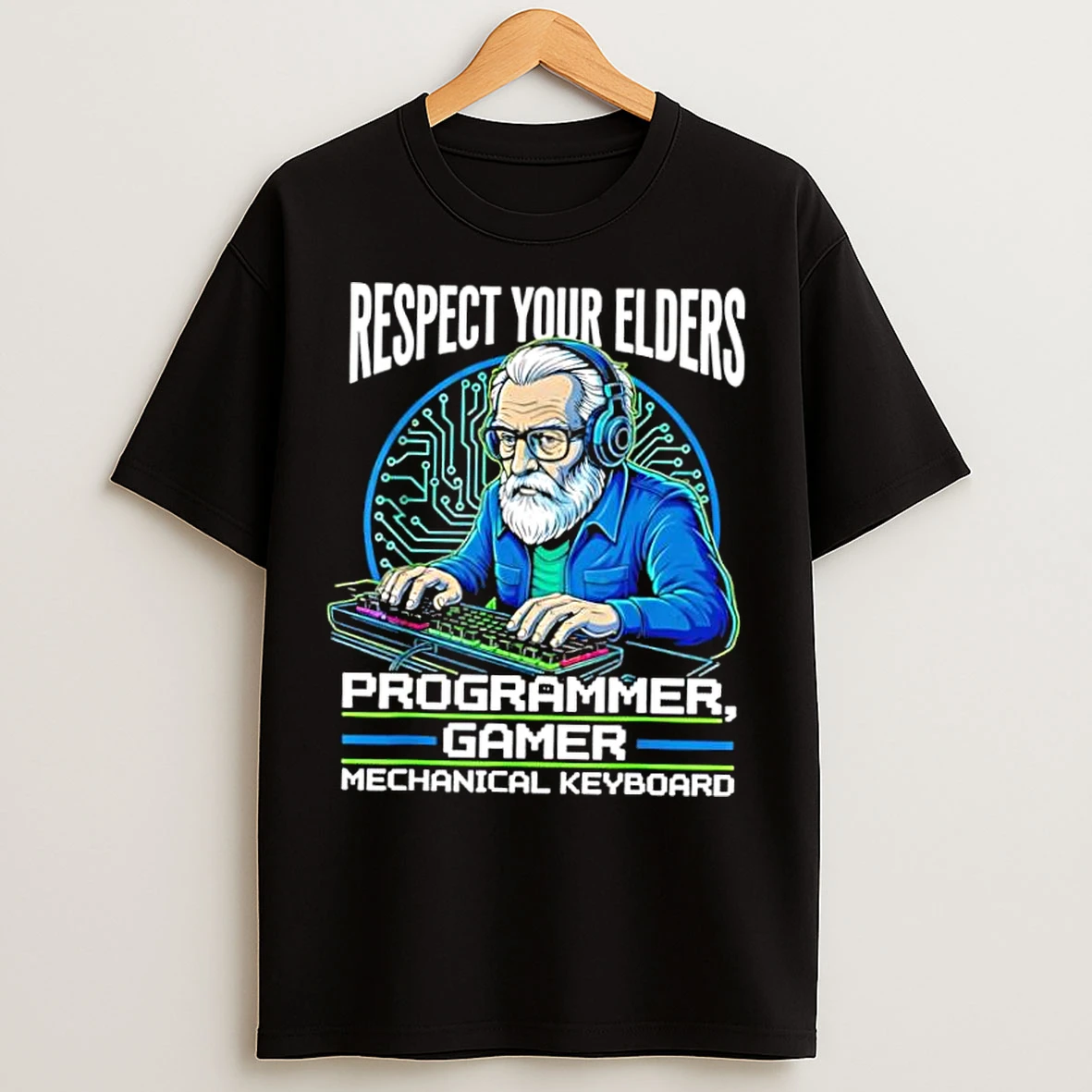Classic Respect Your Elders Programmer Gamer Mechanical Keyboard T Shirts
